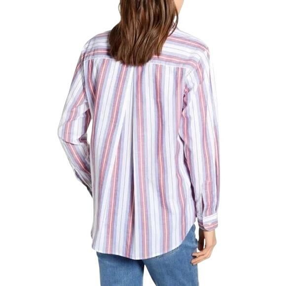 Grayson The Hero Red White Blue Stripe Long Sleeve Button Up Americana Shirt - Picture 5 of 16